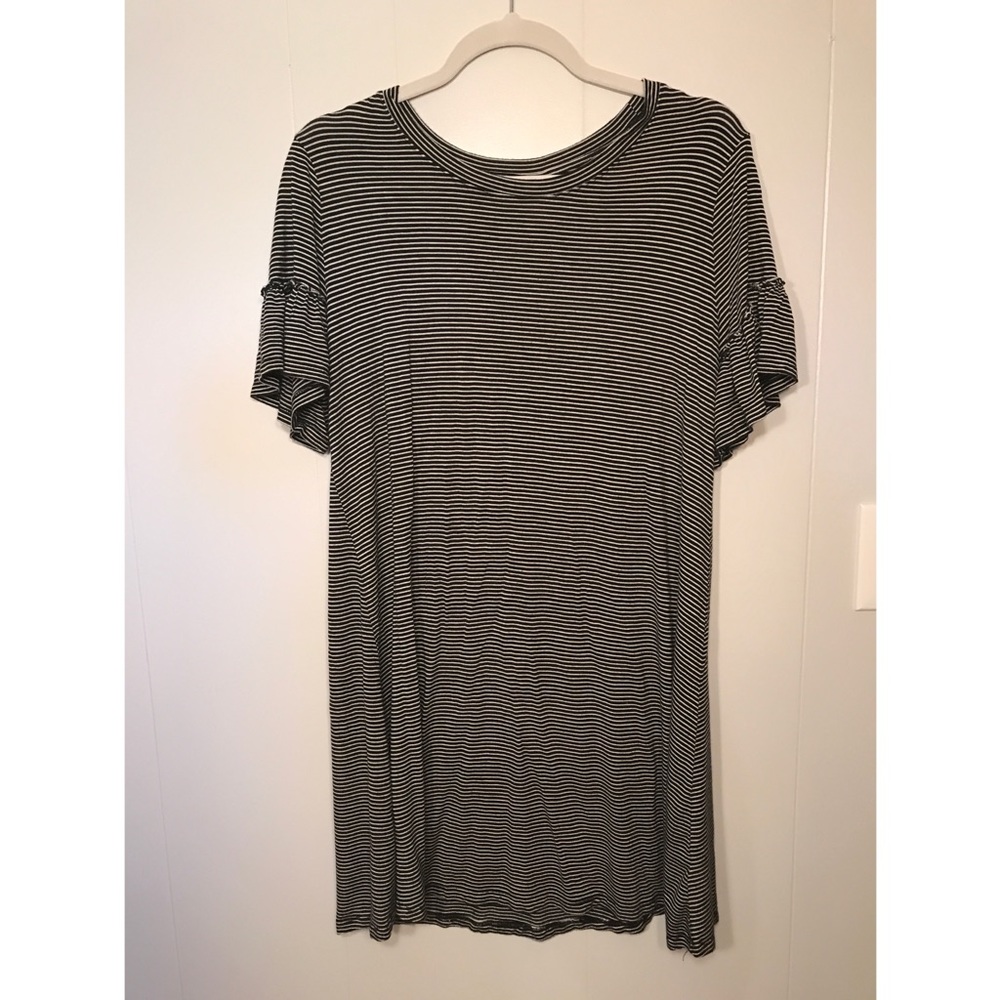 Black and white striped mini dress